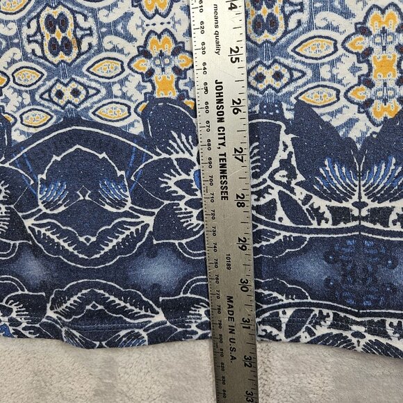 Catherines Womens 26 Blue  Yellow geometric Top With Embellished Beachy Casual - Picture 6 of 10